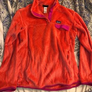 COPY - patagonia pink & orange women’s fleece pul…